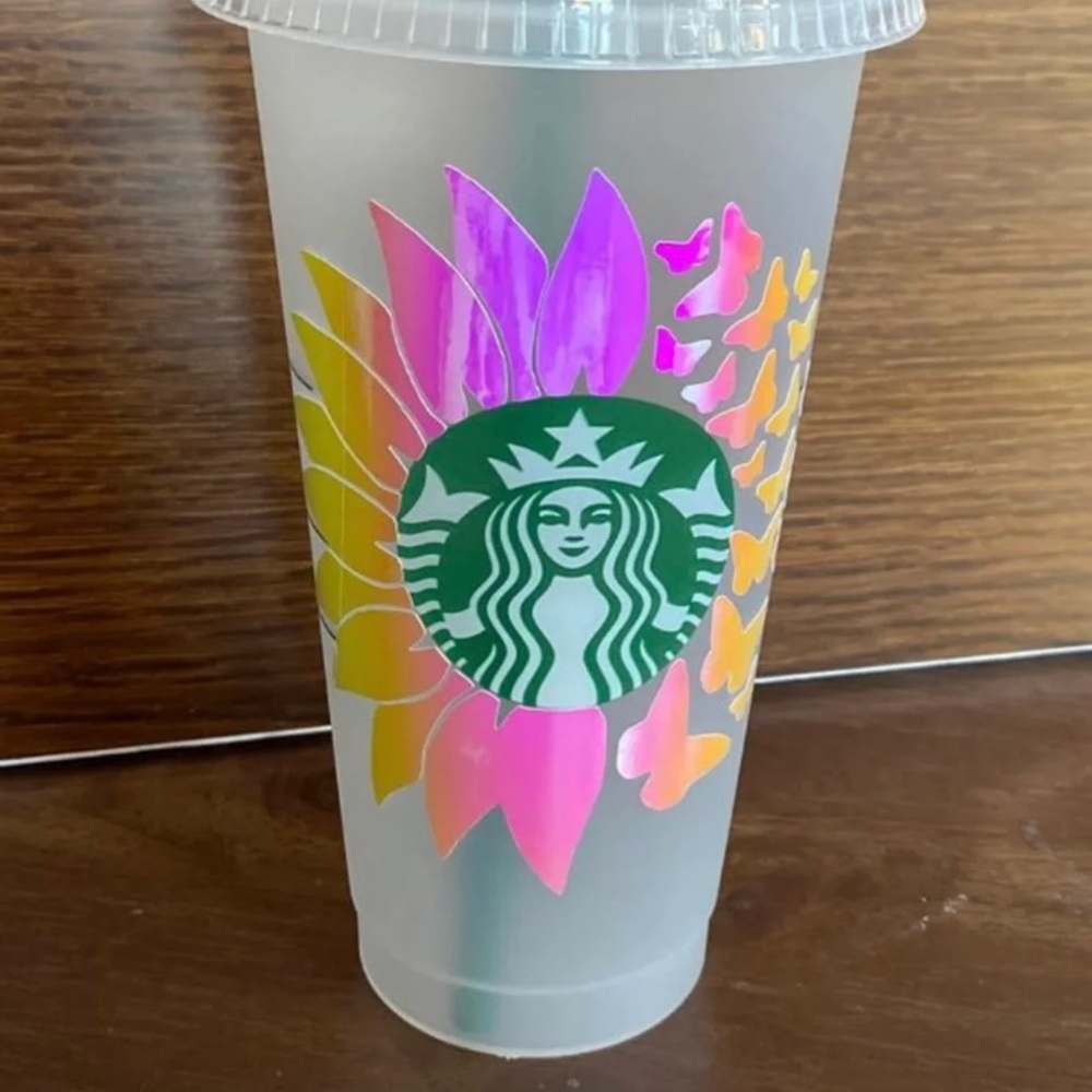 Personalized Starbucks cold cup holographic